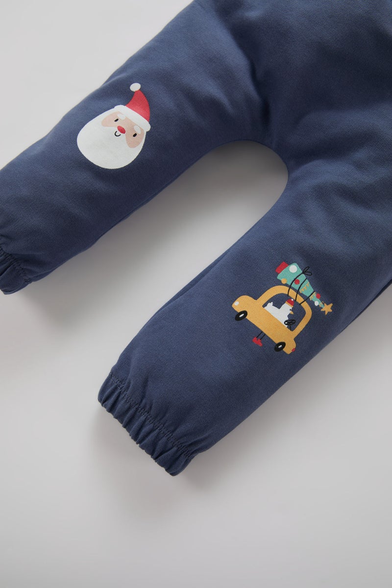 DeFacto Blue BabyBoy Baby Boy Regular Fit New Year Printed Thin Fabric Sweatpants Casual - Image 3